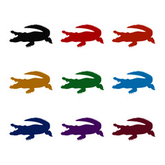 Crocodile icon, color set