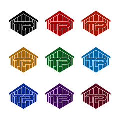 Initial Letter TP Logo Design, color set