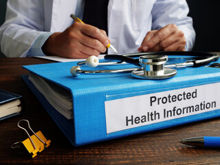 Folder with protected health information PHI as part of HIPAA rules. - obrazy, fototapety, plakaty