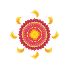 mandala with flames detailed style icon vector design