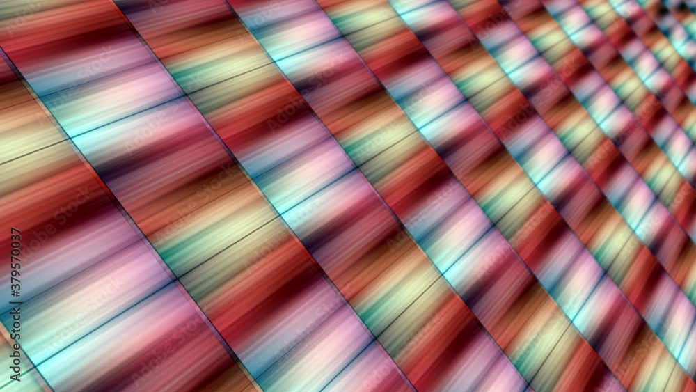 Poster gradient rainbow color led illuminated mosaic plaid pattern seamless loop motion background. 4k 3d r