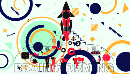 Business  illustration social media, brainstorming,Collection of succesfull team illustrations, 