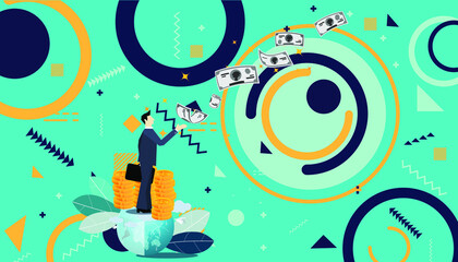 Obraz premium Business illustration social media, brainstorming,Collection of succesfull team illustrations, 