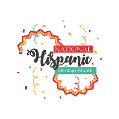 national hispanic heritage month with confetti vector design