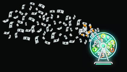 The machine  announce award  lottery.Design  modern Idea and concept illustration.