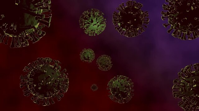 coronavirus covid19 background bacteria pandemic green on red purple. caption covid 19 news