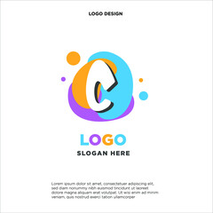 kids logo design combination with initials/letter C. colorfun and baby image. 
