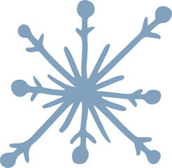Outline grey snowflake. Hand drawn vector decorative doodle snowflake isolated on white background. Merry Christmas and New Year concept. Design for cards, posters, banners. Winter.