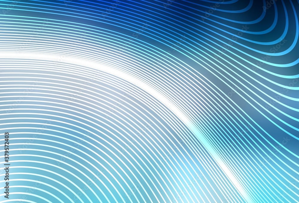 Poster light blue vector pattern with curved lines.