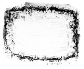 black smudge and blur marks on white paper - abstract black and white texture background