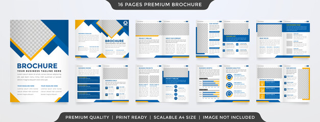 set of bifold brochure template with clean style and minimalist layout use for business annual report and business profile