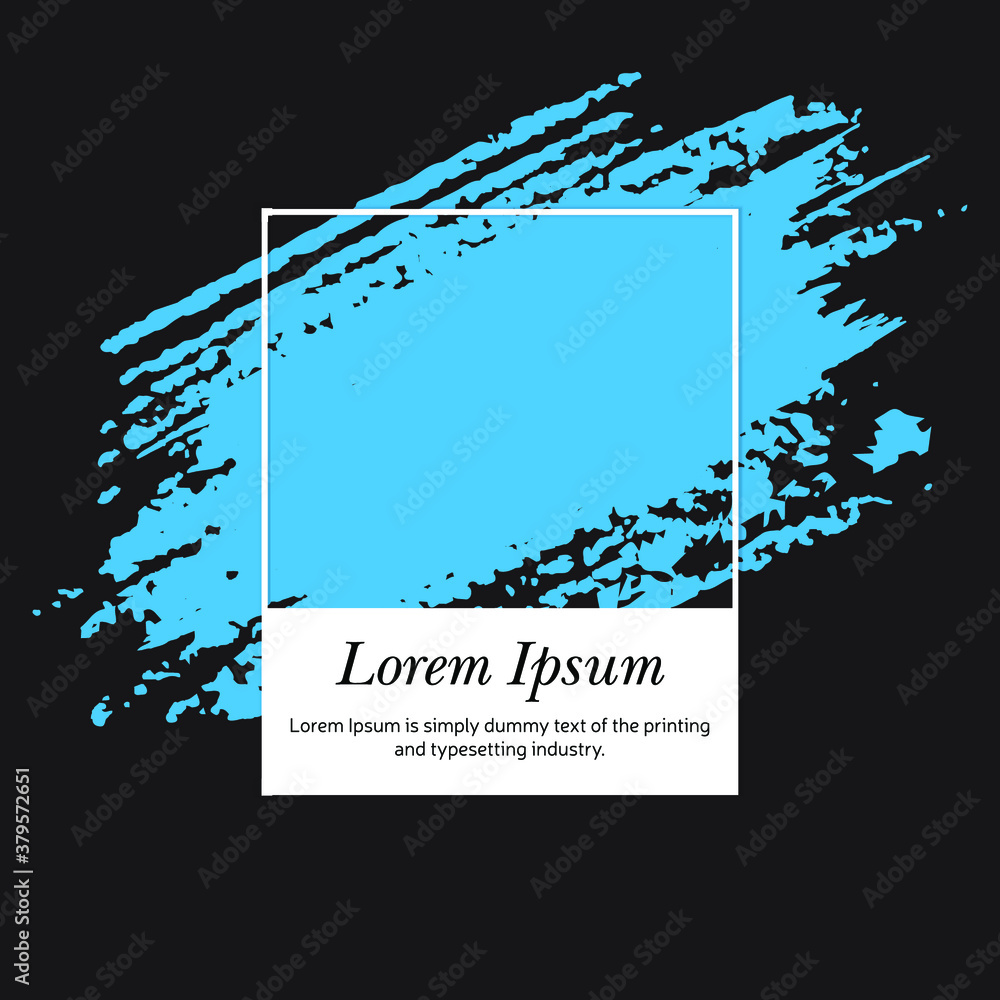 Poster vector of blank photo frame with brush and sample text on black background. eps 10 vector illustrati