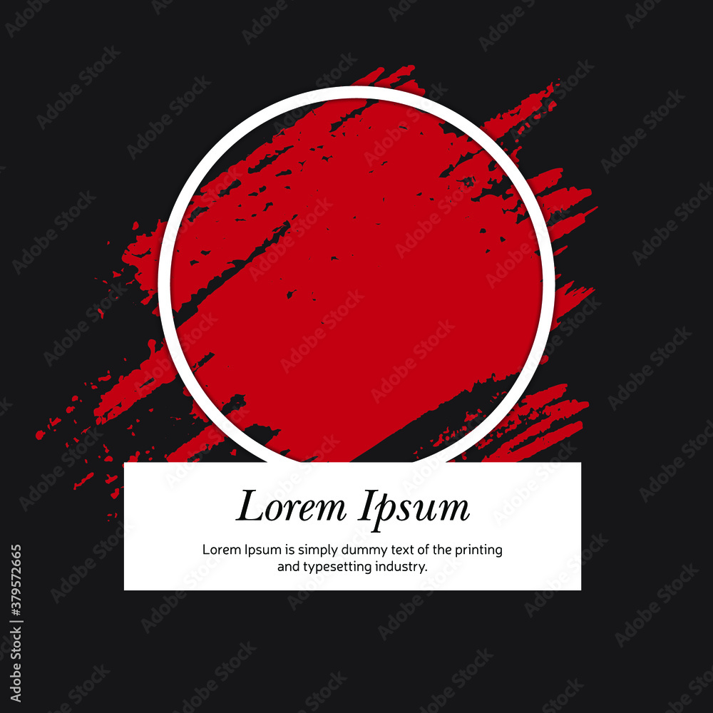Poster vector of blank photo frame with brush and sample text on black background. eps 10 vector illustrati