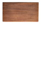 Wooden board isolated on a white background with copy space. Top view