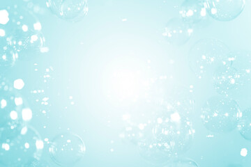 Fototapeta na wymiar Beautiful freshness shiny blue soap bubbles texture background.