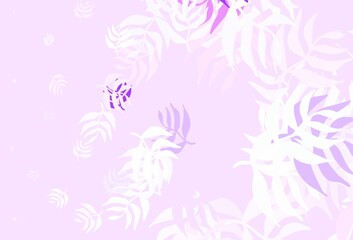 Light Purple vector natural backdrop with leaves.