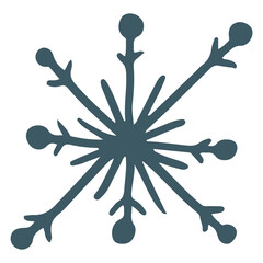 Outline snowflake. Hand drawn decorative doodle snowflake isolated on white background. Merry Christmas and New Year concept. Design for cards, posters, banners. Winter.