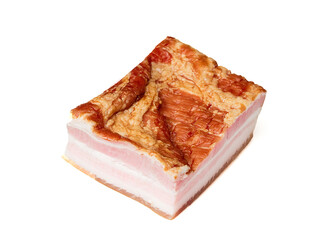 Smoked pork joint on a white background, isolated. Classic East European cuisine. Meat industry product