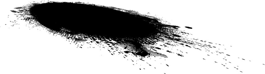 Ink Splash Background . Black Paint Splattered Shape . 