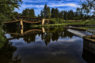 Fototapeta na wymiar Historic bridge over the river Sazava, Czech Republic