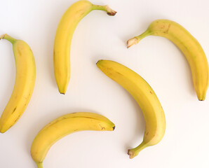 Banana fruit pattern, bananas art food photography, fresh fruit flat lay