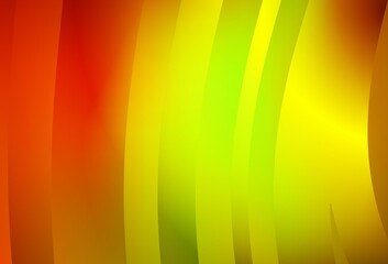 Dark Red, Yellow vector pattern with curved lines.