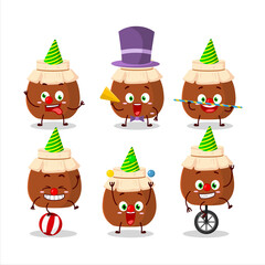 Cartoon character of brown honey ja with various circus shows