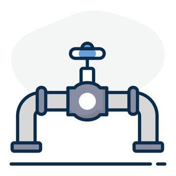 
Pipes used to convey water, pipeline flat icon style 
