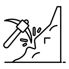 
The process or industry of obtaining coal or other minerals from a mine, editable icon of mining 
