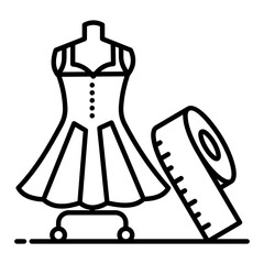 
An icon design of designer dress, editable flat vector 
