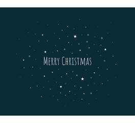 Schlichte Geschenkkarte - Merry Christmas, Schneeflocken und Sterne auf blauem Untergrund. Vektor