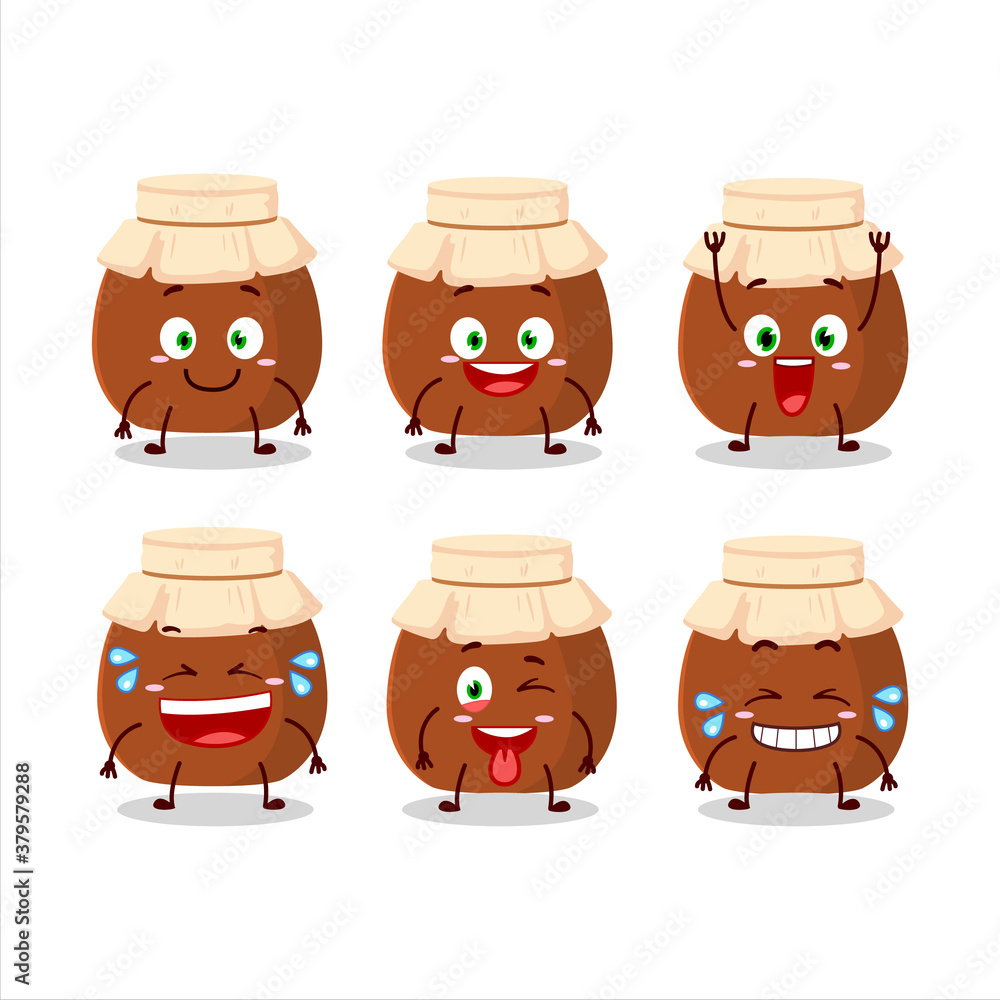 Canvas Prints Cartoon character of brown honey jar with smile expression