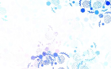 Light Pink, Blue vector elegant background with flowers, roses.