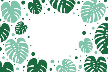 Design of tropical leaves banner. Summer background with copyspace. Vector