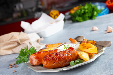 sausages with potato