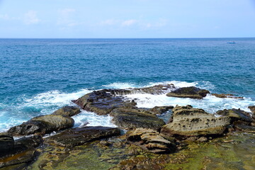 Fototapeta na wymiar Coastal rock formations at Northeast Coast National Scenic Area, Taipei, Taiwan.