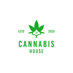 Leaf Cannabis House logo design Vector