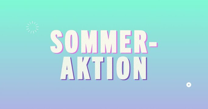 Sommeraktion. Fr&ouml;hliches Text Intro. 80er Jahre retro Promotion. Blau T&uuml;rkis