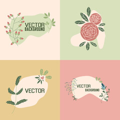 Vector set of trendy square abstract backgrounds in minimalistic style.