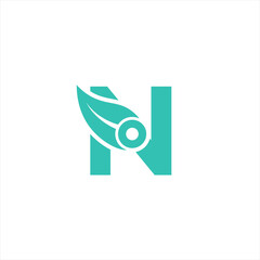 Nature Tech letter N logo design vector template