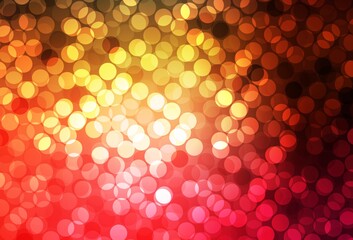 Dark Red, Yellow vector background with bubbles.