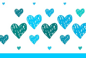 Light BLUE vector backdrop with sweet hearts.