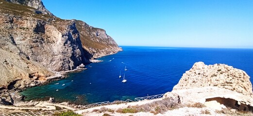 Marettimo, Egadi island. Sicily, Italy. View of beach in Punta Troia