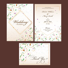 Flourish Wedding Invitation Template Layout As Save The Date and Thank You Card.
