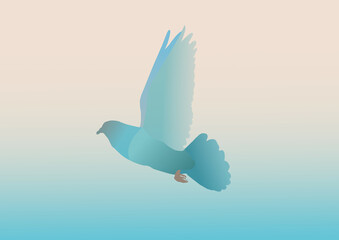 Painting of a flying pigeon. Beautiful pigeon painting illustrations are flying. Wall painting. vector illustration