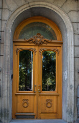 Fototapeta na wymiar old wooden door with a window