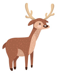 Deer animal with horns, stag or elk wildlife