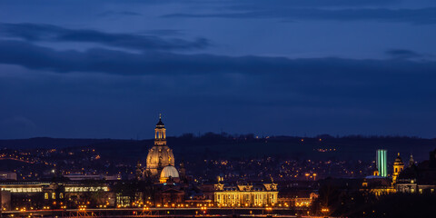 Fototapeta na wymiar Skyline of Dresden, Saxony, Germany, at night.