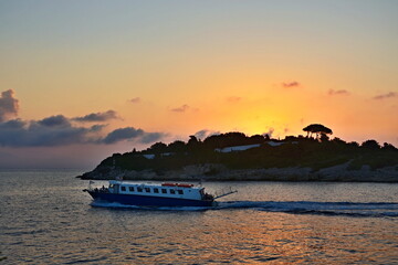 Greece,island Paxos-sunrise over the island Panaghia