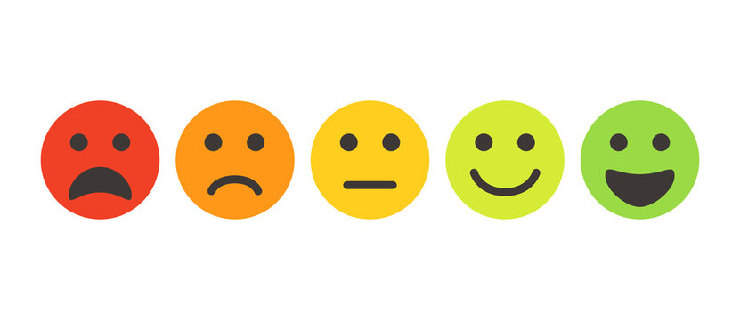 User experience feedback concept with different mood emoji. Feedback emoji form for web site or app.